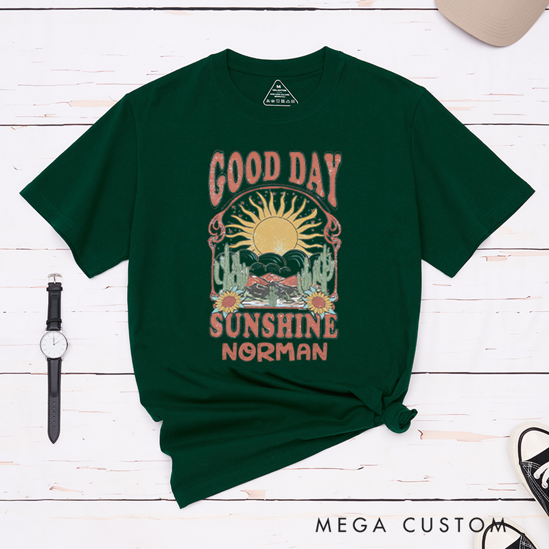Personalized Good Day Sunshine T-Shirt Vintage Desert Travel Shirt Gift for Outdoors Adventure Lover