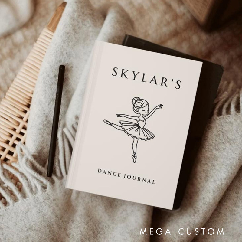Personalized A5 Minimalist Ballet Hardcover Journal Custom Ballerina Notebook Choreography Studio Dancer Gift Recital or Team Gift for Ballerinas