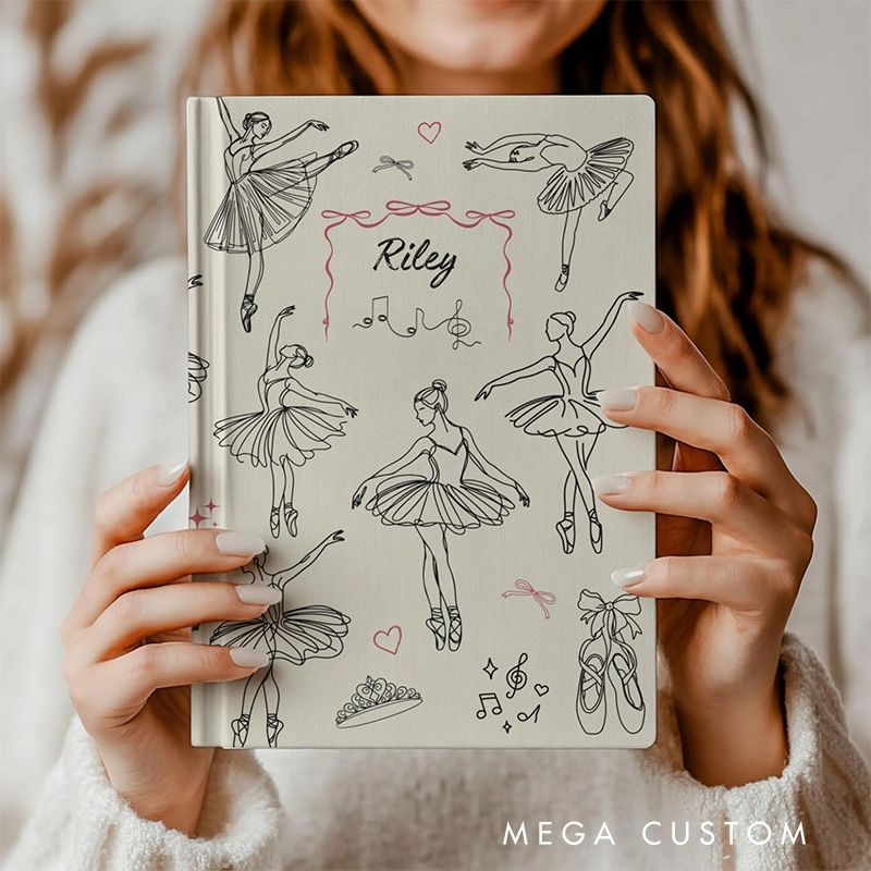 Personalized A5 Retro Style Ballet Hardcover Journal Custom Ballerina Notebook Choreography Studio Dancer Gift Recital or Team Gift for Ballerinas