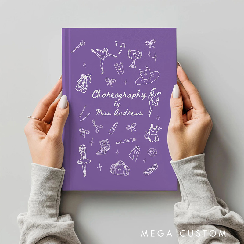 Personalized A5 Line Art Ballet Hardcover Journal Custom Ballerina Notebook Choreography Studio Dancer Gift Recital or Team Gift for Ballerinas