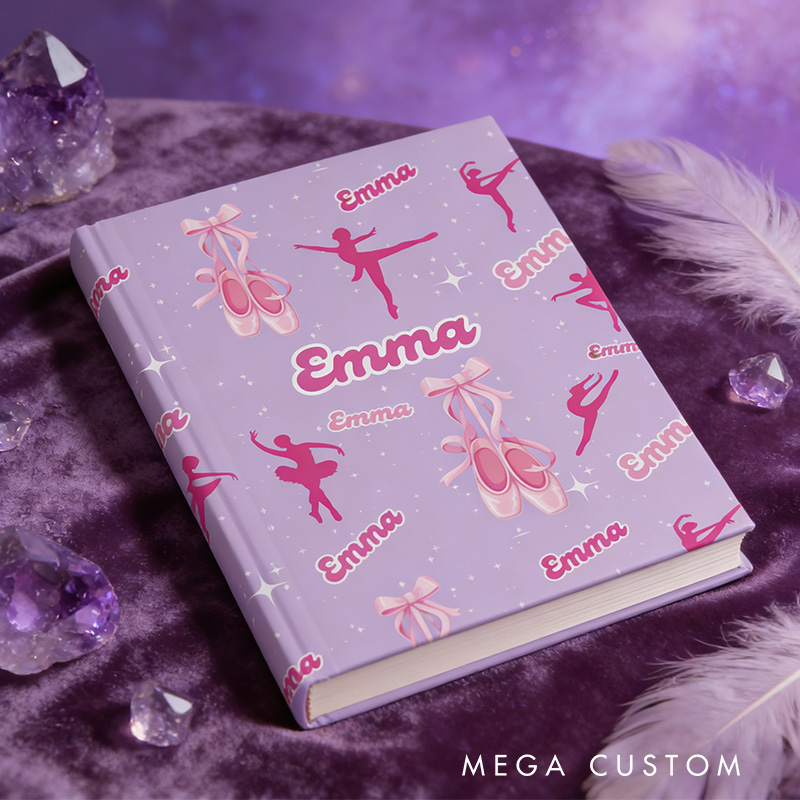 Personalized A5 Shining Ballet Hardcover Journal Custom Ballerina Notebook Choreography Studio Dancer Gift Recital or Team Gift for Ballerinas