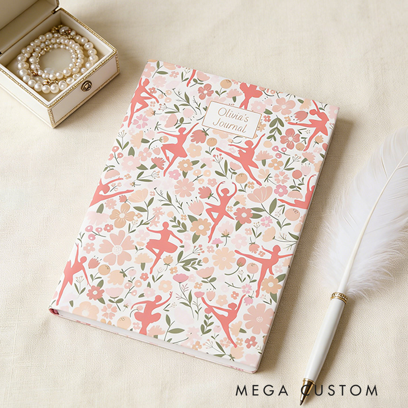 Personalized A5 Flora Ballet Hardcover Journal Custom Ballerina Notebook Choreography Studio Dancer Gift Recital or Team Gift for Ballerinas