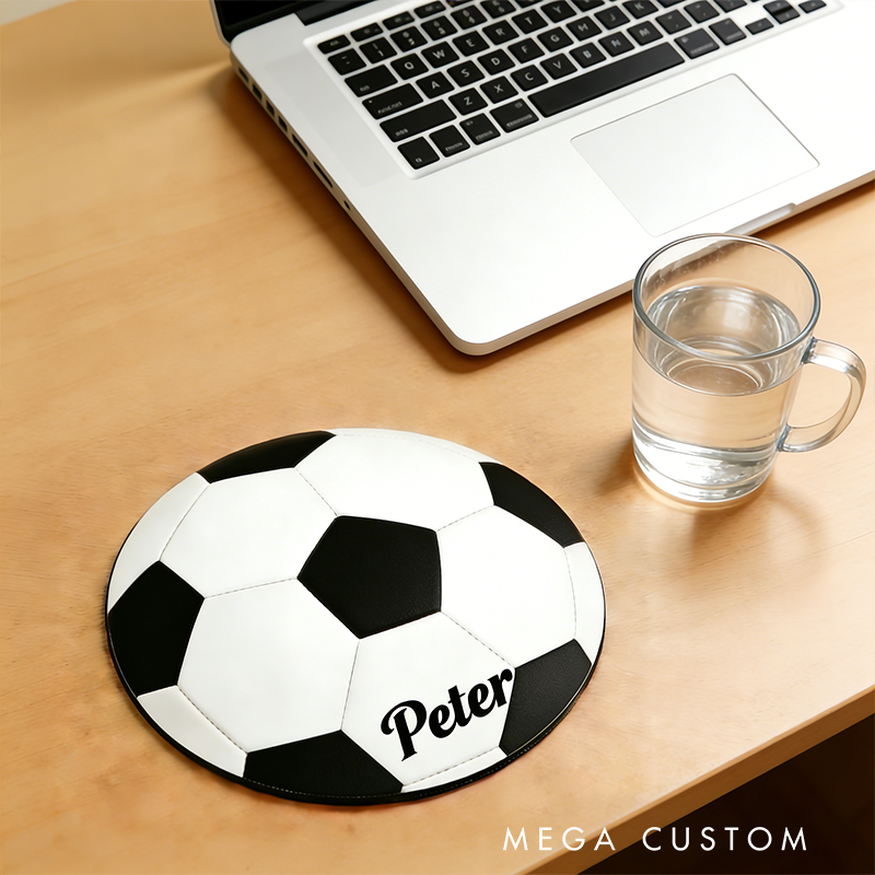 Personalized 3D Printed Soccer Mouse Pad with Custom Name Design