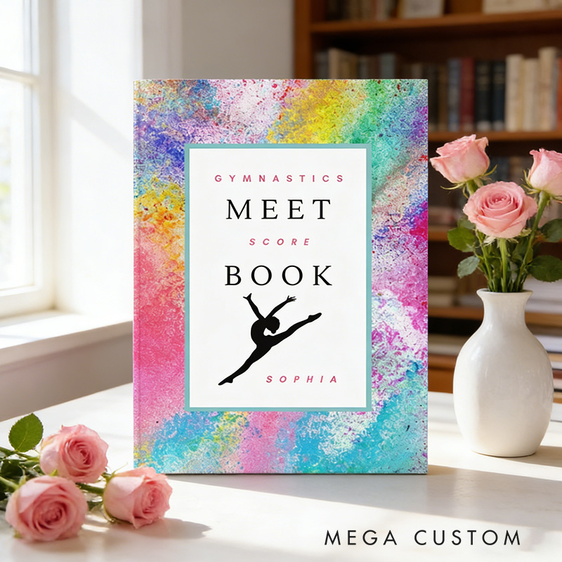 Personalized A5 Glitter Style Gymnastics Meet Score Journal with Name Gift Gymnast Lined Journal Gift For Gymnastics Coach Teacher Gymnastics Lover