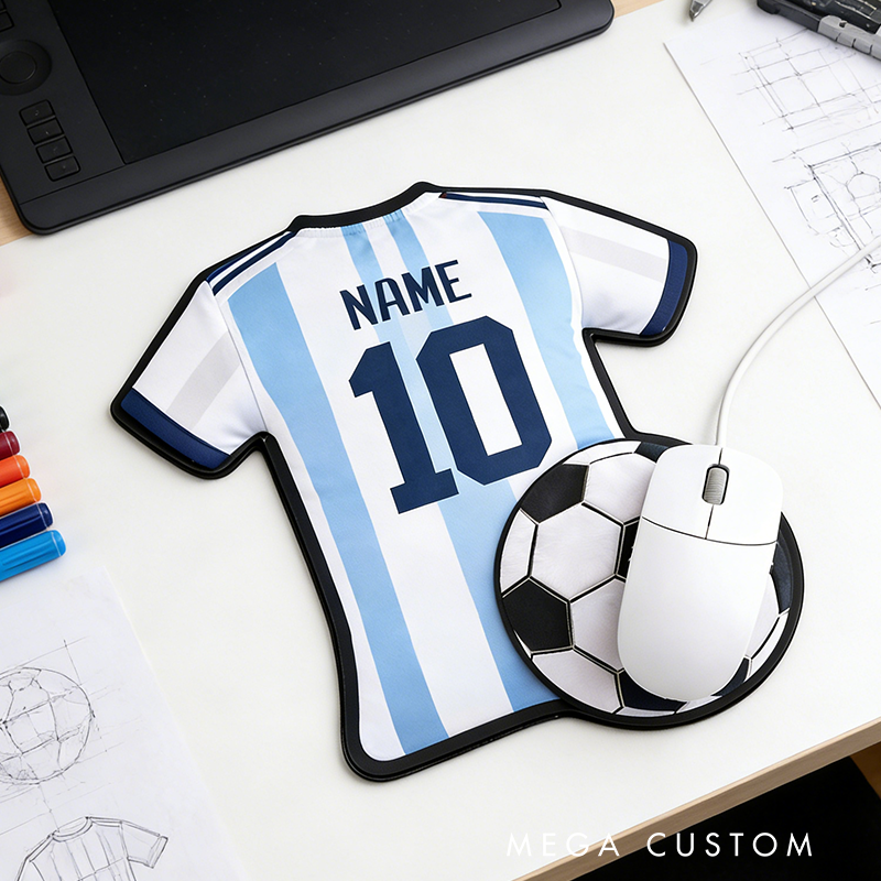 Personalized Soccer Jersey Mouse Pad with Custom Name and Number Design