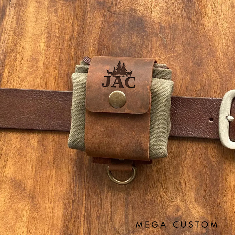 Personalized Custom Leather Outdoor Gear Wrap Foldable Hiking Belt Bag Hiking Adventurers Bag Gift for Outdoor Lover