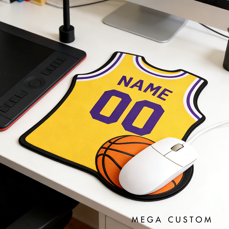 Personalized Basketball Jersey Mouse Pad with Custom Name and Number Design