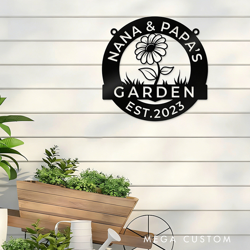 Personalized Garden Metal Sign Nana & Papa's Personalized Decor