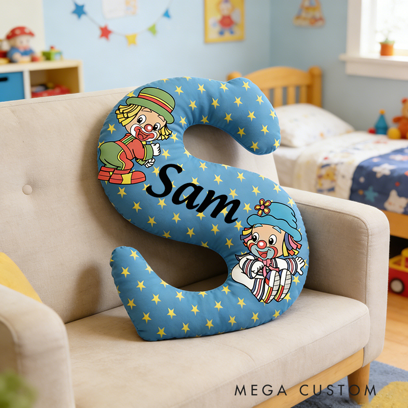Personalized Clown Themed Custom Letter and Name Boy and Girl Gift Pillow Soft Decorative Graphic 3D Print Pillow for Kids