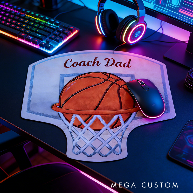 Personalized 3D Printed Basketball Hoop Mouse Pad with Custom Text Design