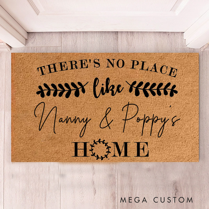 Personalized Welcome Doormat There Is No Place Like Home Doormat Housewarming New Home Gift for Grandparent