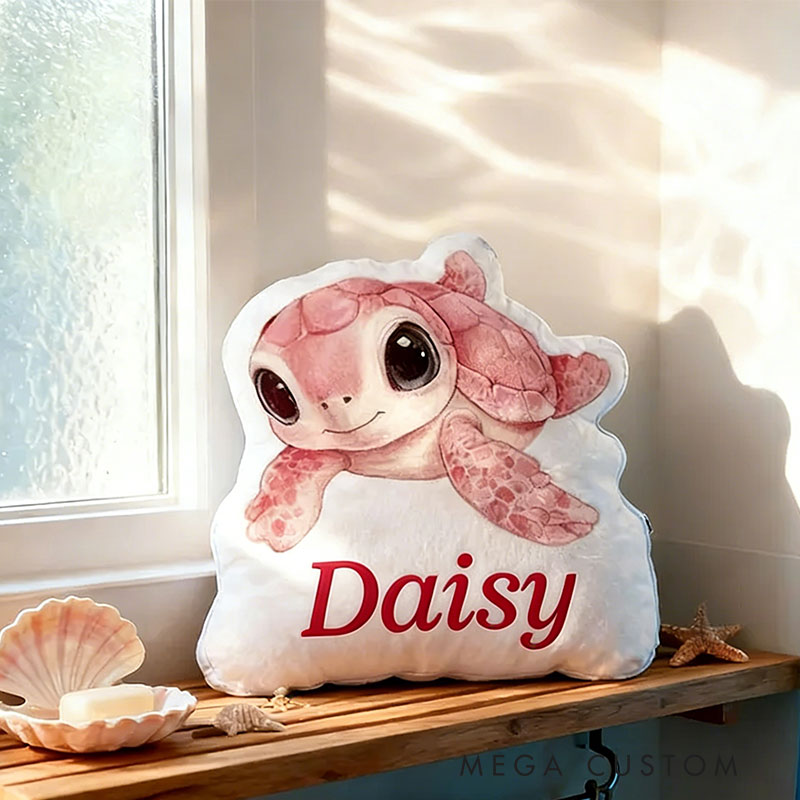Personalized Pink Voyage Turtle Pillow Graphic 3D Print Pillow for Travel Lovers