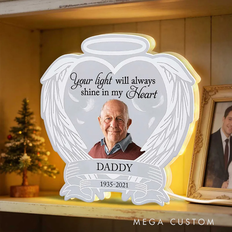 Personalized Light Box Custom Photo Memorial Heart Wings Memorial Gift Sympathy Gift for Loved One