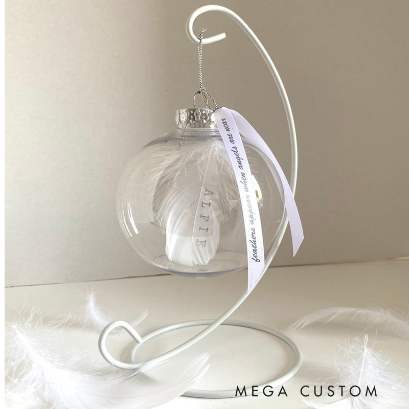 Personalised Feather Memorial Bauble Remembrance Ornament Hanging Ornament with Display stand Sympathy Gift Memorial Gift 