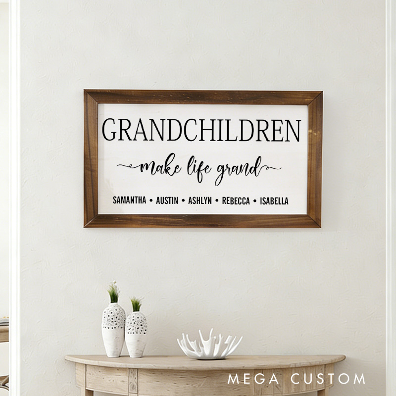 Personalized Grandchildren Wood Sign Gift for Grandparents Family Gift Housewarming Gifts