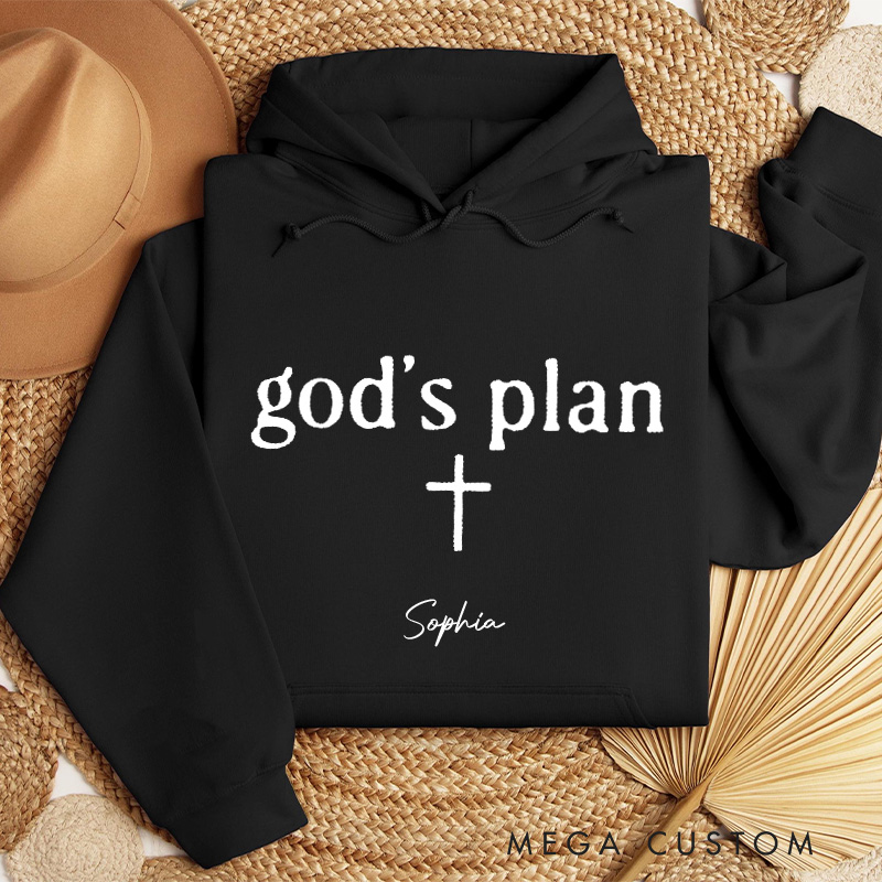 Personalized God's Plan God's Answer Matching Couple Christian Classic Hoodies with Custom Name Religious Gift Valentine Day Gift for Couple
