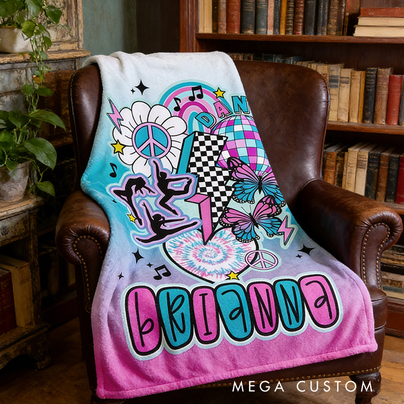 Personalized Name Gradient Hipper Dance Blanket Gift for Her