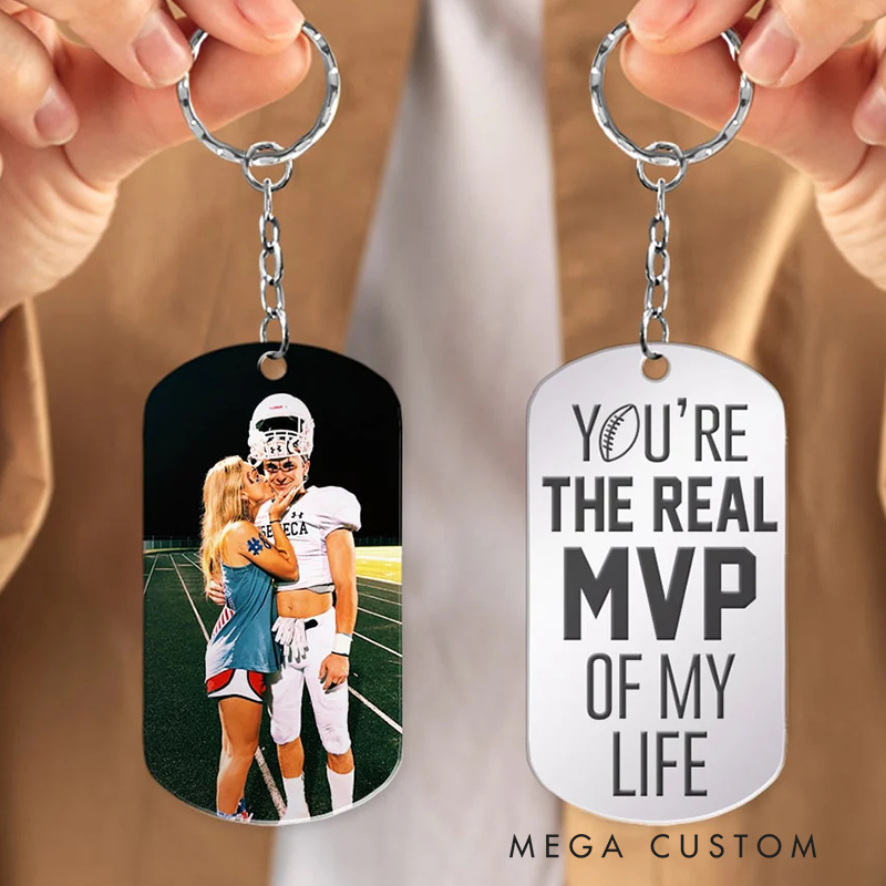 Personalized "You're the Real MVP" Football Keychain for Couples or Sports Fans Valentine's Day Gift 
