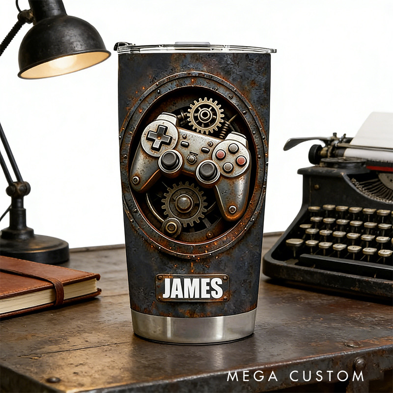 Personalized 2D Flat Rusty Controller 20oz Tumbler Gamer Stainless Steel Tumbler Player Controller Video Game Tumbler Gamer Gift