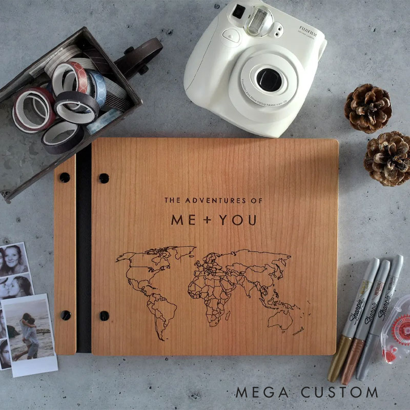 Personalized Honeymoon Travel Journal and Photo Album Adventure Book Scrapbook for Traveling Lovers Gift for Valentine's Day