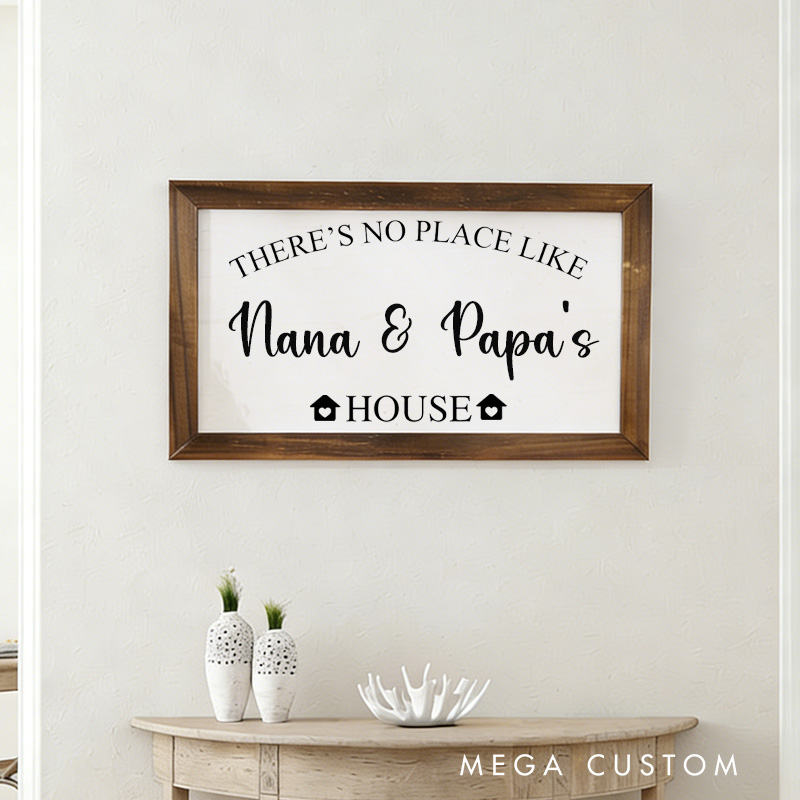 Personalized There's No Place Like Nana and Papa's House Wooden Wall Art Custom Grandparents Home Gift