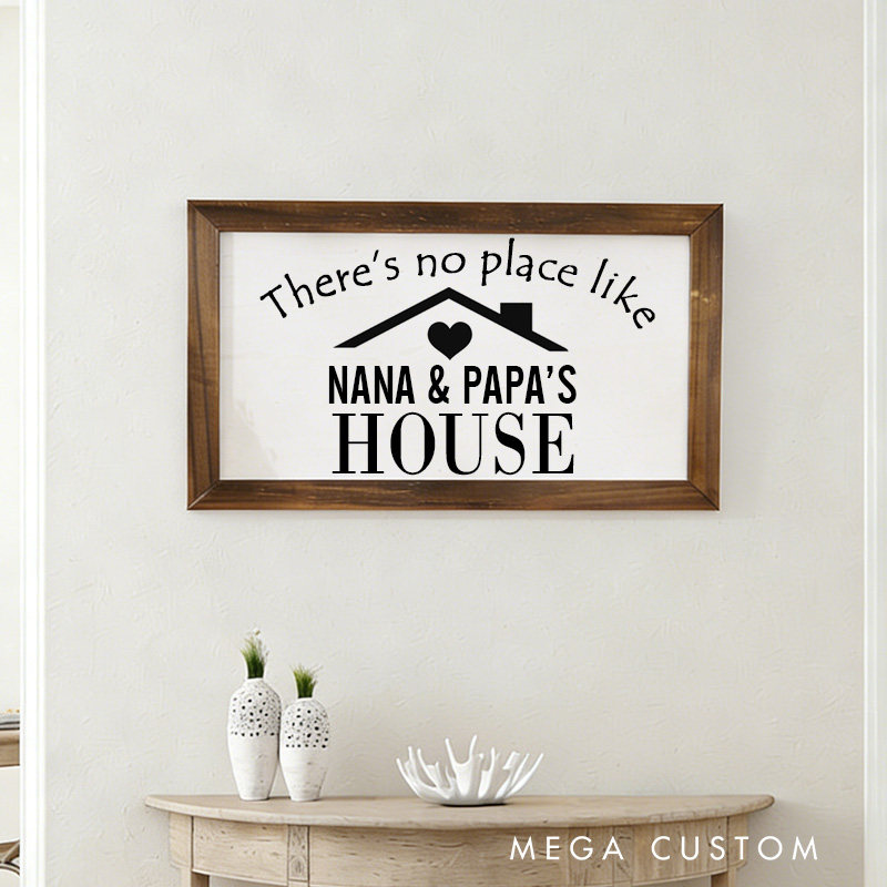 Personalized Grandparents Gift Custom There's No Place Like Nana and Papa's House Wooden Wall Art