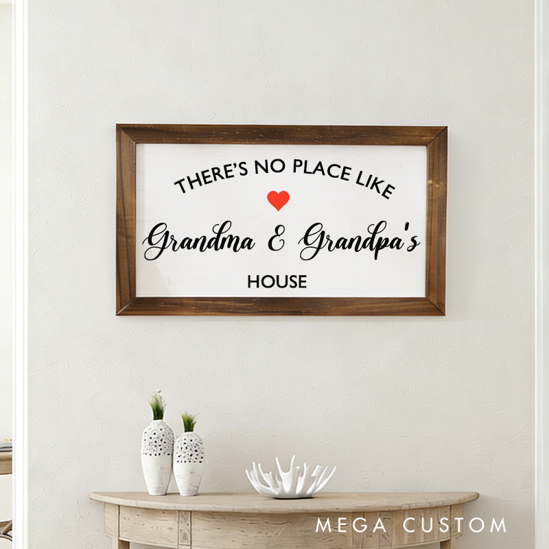 Personalized There's No Place Like Grandma and Grandpa's House Wooden Sign Custom Decoration for Grandparents Home Gift