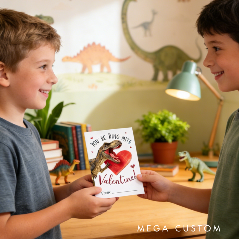 Personalized Dinosaur Valentines Kids Classroom Exchange Cards Valentines Gifts