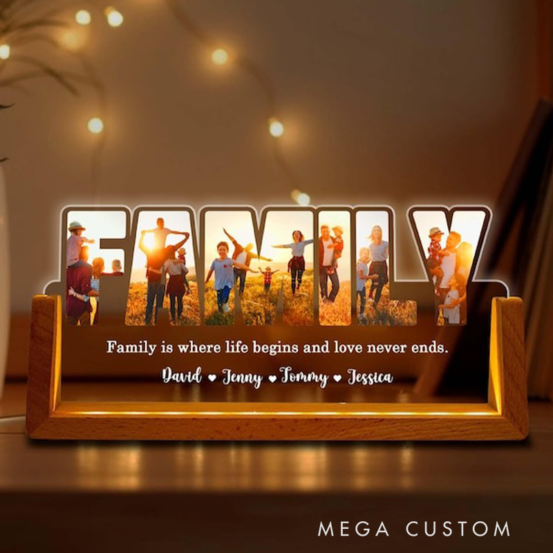 Personalized Family Photos Collage Night Light Led Light Gift for Mom Family Keepsake Gift Daughter Son Gift Gift For Dad Bedroom Decor