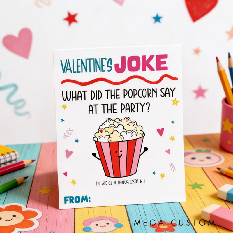 Personalized Joke Valentines Day Cards Kids Classroom Exchange Cards Valentines Gifts