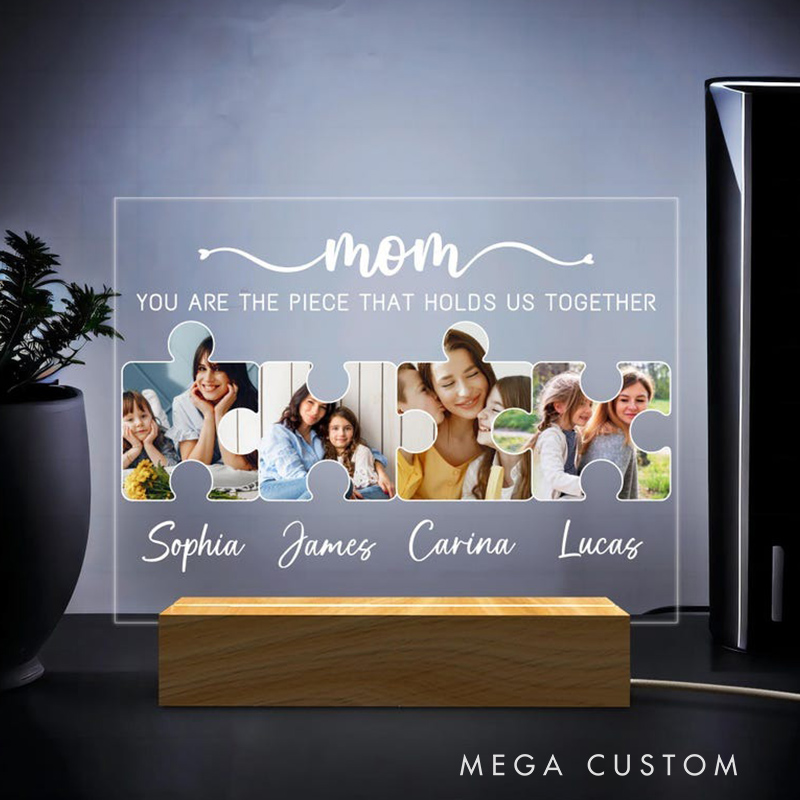 Personalized Puzzle Family Photo Lamp Custom Mother's Day Night Light Gifts for Mother Warm Parent-Child Photo Lamp Best Gifts for Her