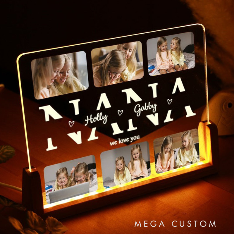 Personalized Photo Night Light Photo Collage LED Light Custom Photo Lamp Father Gift from Kids