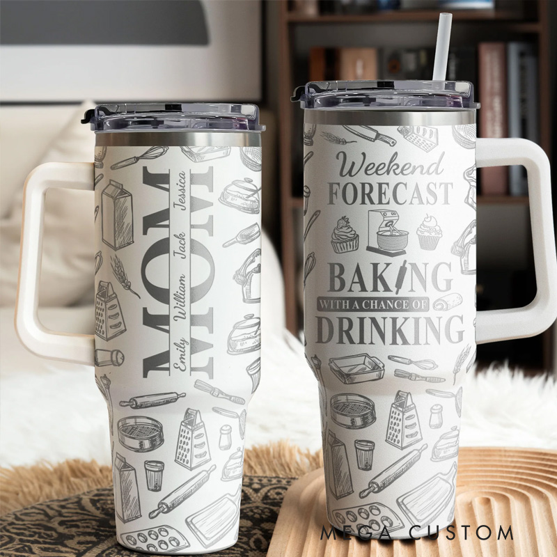 Personalized Baking with a Chance of Drinking Tumbler Baking Lover 40oz Tumbler with Name for Women Mom Grandma Baker Her