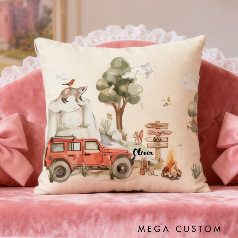 Personalized Adventure Camping Pillow Custom Kid Outdoor Pillow Children's Room Decor Outdoor Camping Lover