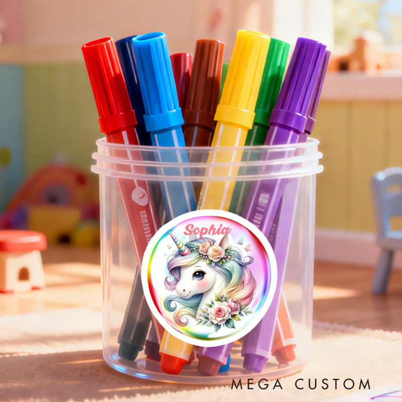 Personalized Cute Dream Horse Waterproof Stickers with Name Gift Decor Party Favors for Kids