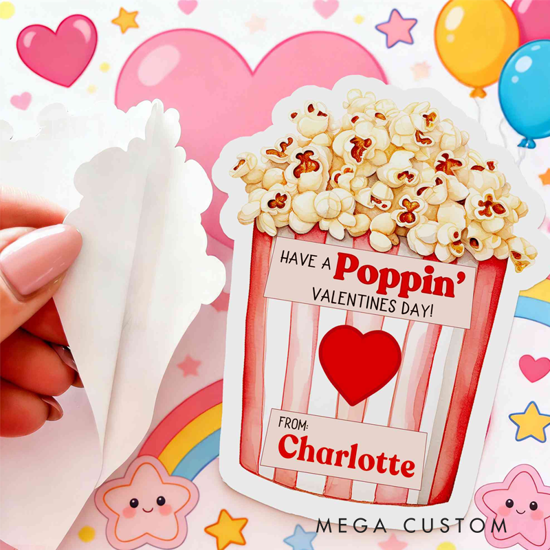 Personalized Have a Poppin Valentine's Day Stickers with Name Gift Decor Party Favors for Kids