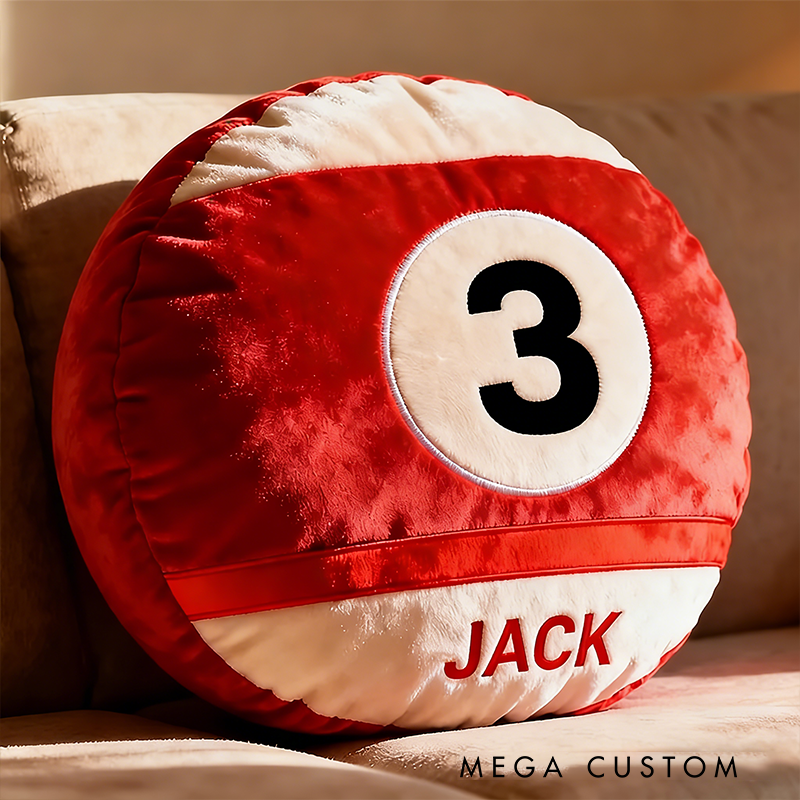 Personalized Graphic3DPrint Billiard Ball Pillow with Custom Name and Number