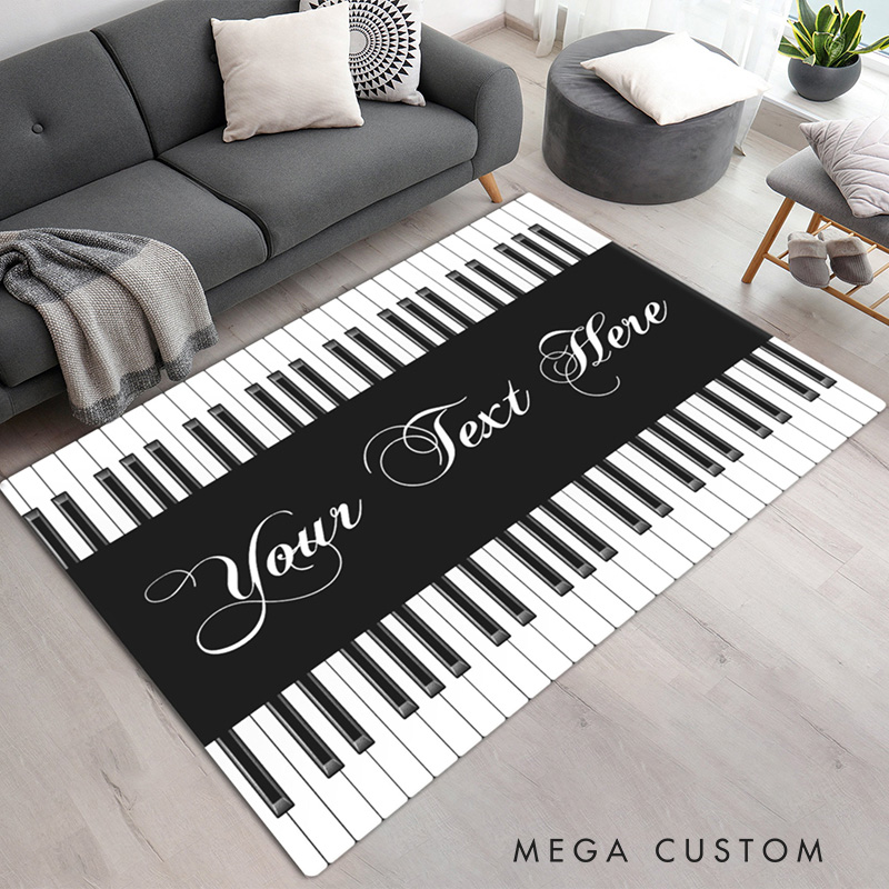 Personalized Piano Key Music Rug for Music Lovers Gift for Kids Pianist Music Studio