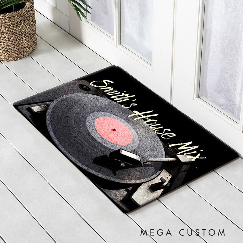 Personalized Record And Microphone Rug for Music Lovers Gift for Kids Music Fans Music Studio
