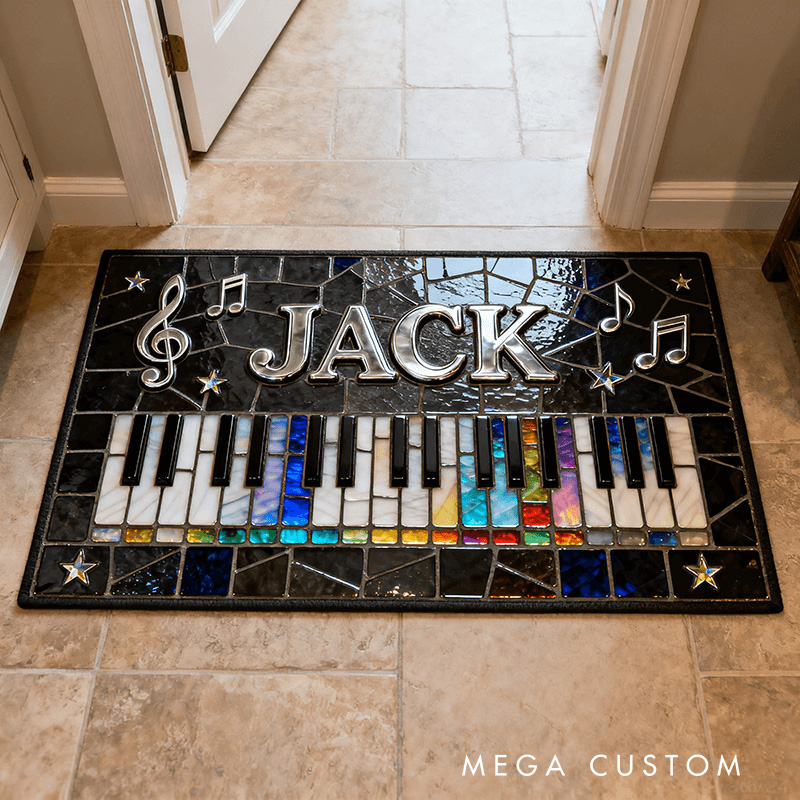 Personalized Painted Piano Music Rug for Music Lovers Gift for Kids Pianist Music Studio 