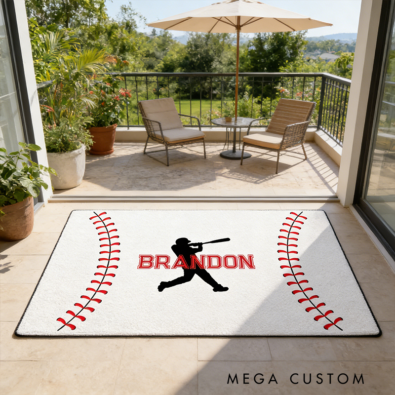 Personalized Baseball Rug with Custom Name Design for Sports Enthusiasts