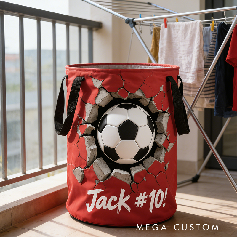 Personalized Soccer Storage Basket with Custom Name and Number Design for Fans