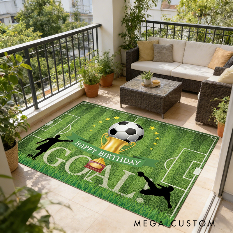 Personalized Soccer Rug with Custom Message Design for Fans