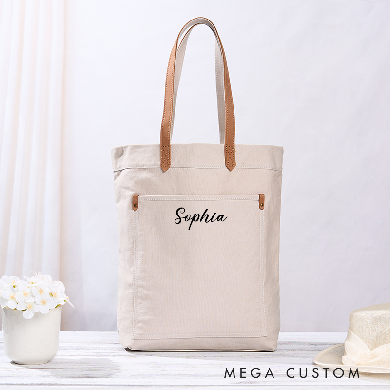 Personalized Canvas Tote Bag with Name Custom Name Bag Canvas Tote Bag Gift for Her Gift for Mother Wife