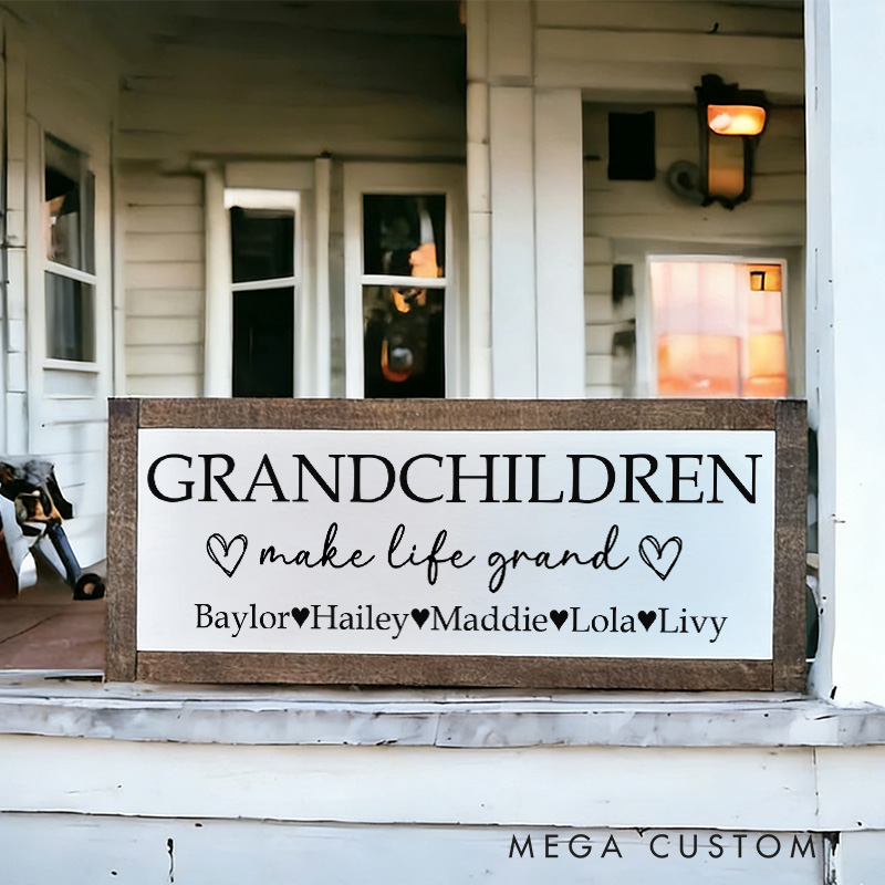 Personalized Grandchildren Sign Grandchildren Make Life Grand Sign Grandparents Sign Grandparents Gift Grandma and Grandpa Sign