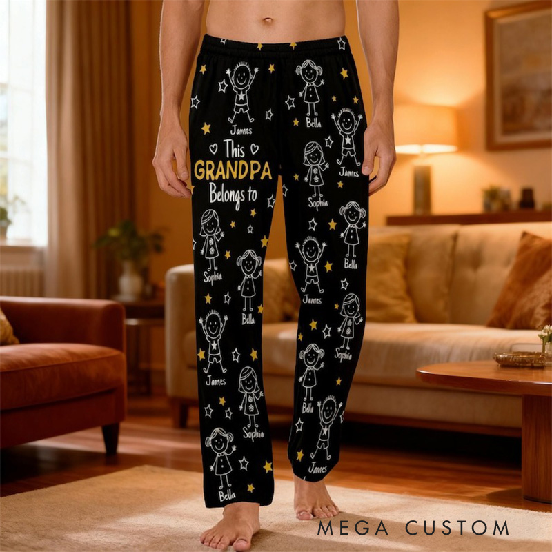 Personalized Name Pajamas Pants This Grandpa Belongs to Pajama Pants Gifts for Grandma Grandpa