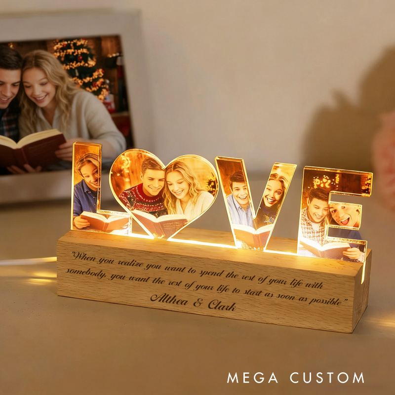 Personalized Reading Couple Night Light Mimi Light Night Light with Name and Base Home Decor Anniversary Valentine's Day Gift for Girls Wife