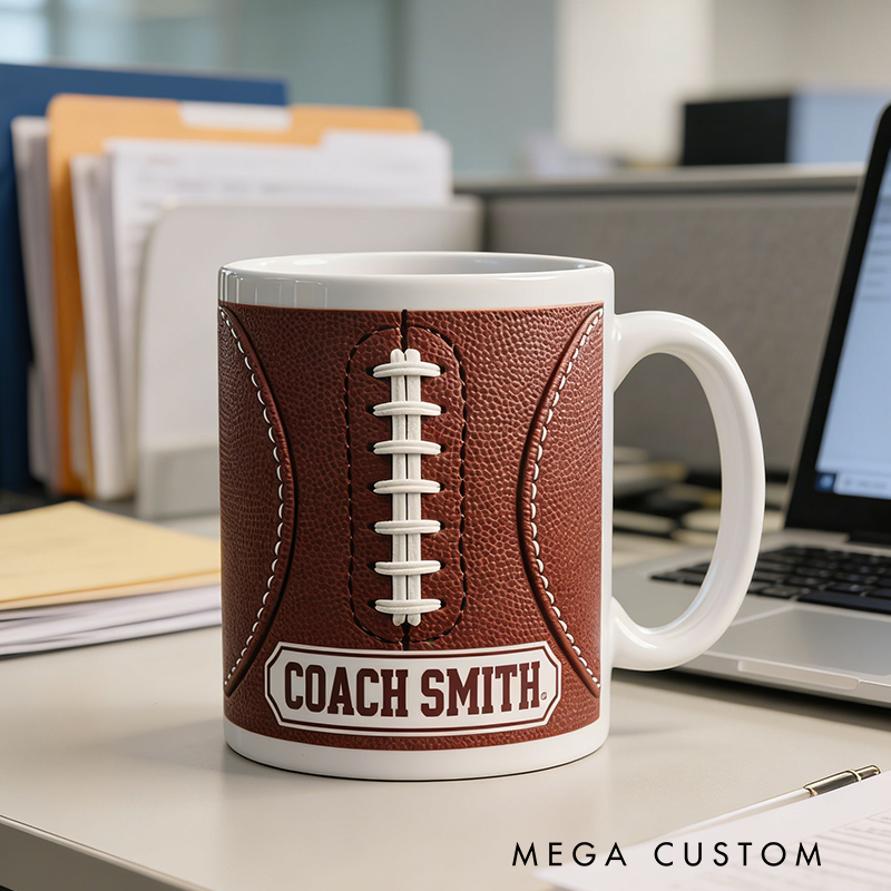 Personalized American Football Mug with Custom Name for Fans and Enthusiasts