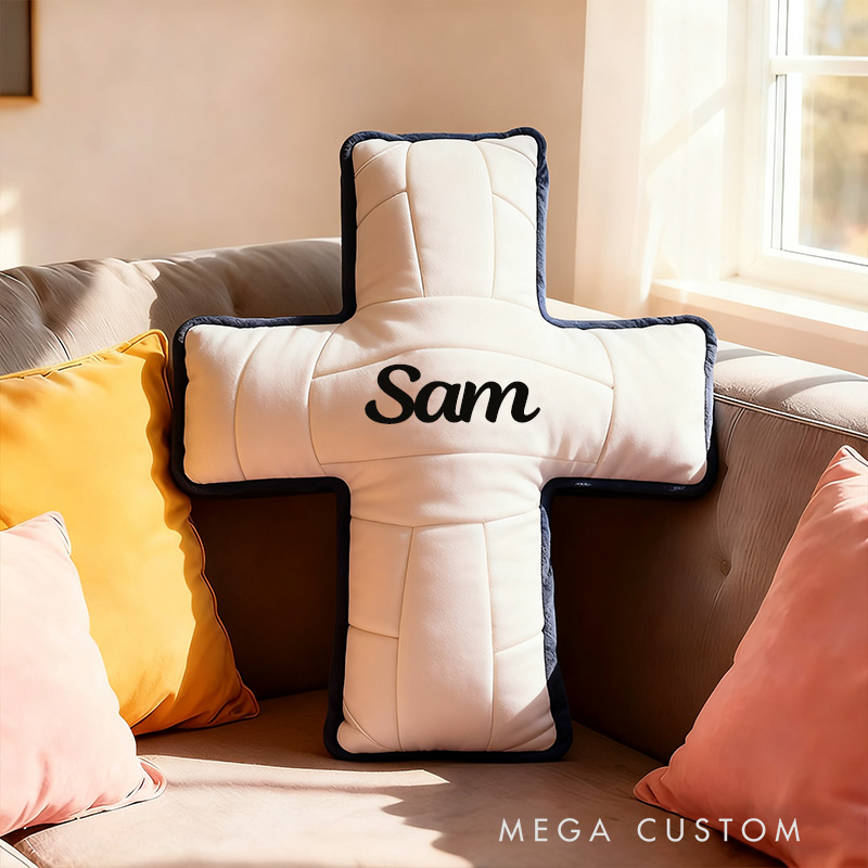 Personalized Volleyball Ball Cross Pillow with Custom Home Decor Graphic 3D Print Pillow Christian Sports Gift Religious Gift for Volleyball Lover
