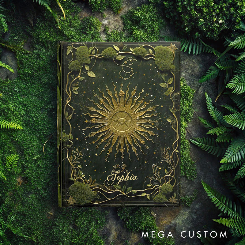 Personalized Sunroot & Moss Spellbook Hardcover Journal Forest Witch Notebook Magic Lover Gift Goblincore